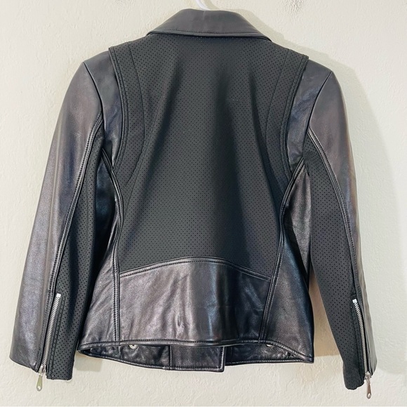 Rebecca Minkoff Perforated Lamb Skin Leather Moto Biker Jacket Size XS Pockets - Picture 4 of 11